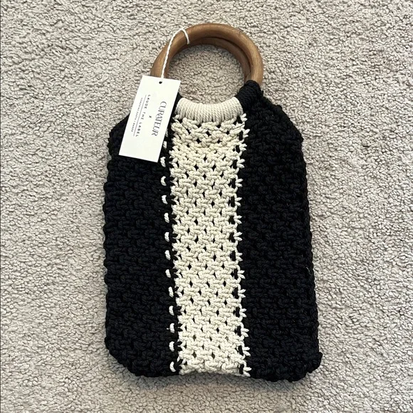 NWT Laude The Label Crochet Wooden Handle Bag - Picture 2 of 7